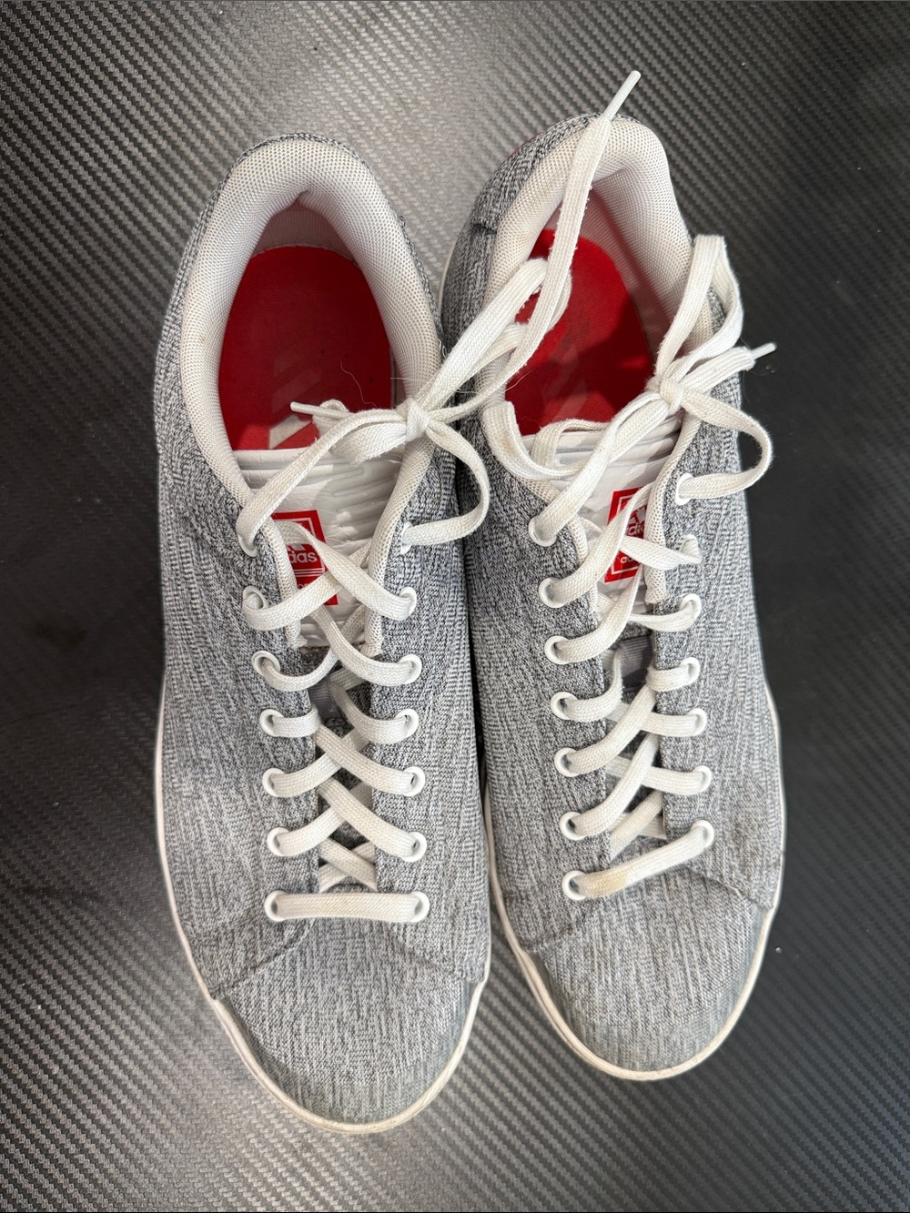 adidas Gray Knit Low-Top Sneakers with Red Insoles